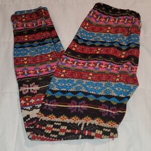 Silver small womens polyester tribal print multi colored leggings